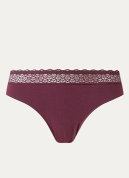 Triumph Dames Feel of Modal slip met kant in de kleur Bordeauxrood, maat: XL