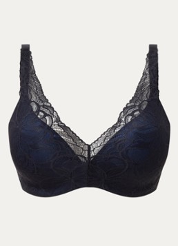 Triumph Dames Body Make-Up Illusion voorgevormde bh met overlay van kant in de kleur Donkerblauw, maat: C90