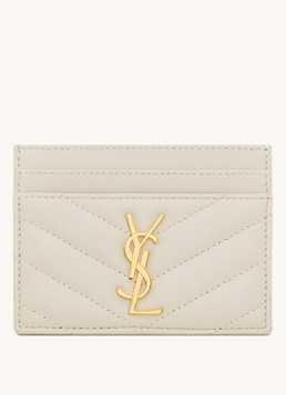 Saint Laurent Dames Cassandre Matelassé pasjeshouder van quilted lamsleer in de kleur Wit
