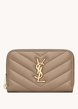 Saint Laurent Dames Cassandre Matelassé portemonnee van quilted lamsleer in de kleur Zand