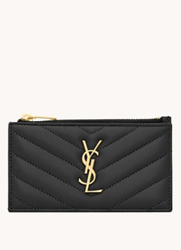 Saint Laurent Dames Cassandre Matelassé pasjeshouder van quilted lamsleer in de kleur Zwart