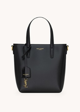 Saint Laurent Dames Shopping Mini handtas van kalfsleer met afneembare schouderriem in de kleur Zwart