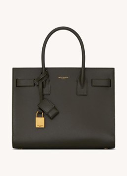 Saint Laurent Dames Sac De Jour Supple Baby handtas van kalfsleer in de kleur Antraciet