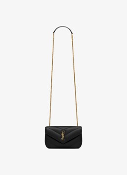 Saint Laurent Dames Loulou Mini crossbodytas van lamsleer in de kleur Zwart