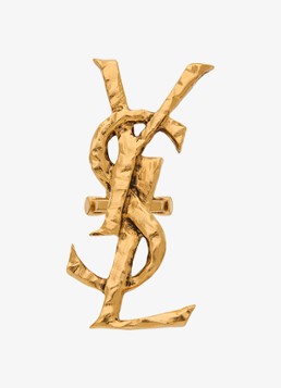 Saint Laurent Dames Cassandre enkele oorclip met logo in de kleur Goud