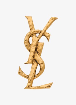 Saint Laurent Dames Cassandre enkele oorclip met logo in de kleur Goud