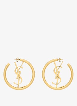 Saint Laurent Dames Oorringen met logo in de kleur Goud