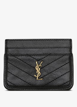 Saint Laurent Dames Niki pasjeshouder van kalfsleer in de kleur Zwart
