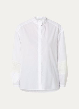 Claudie Pierlot Dames Blouse met opengewerkt detail en logoborduring in de kleur Wit