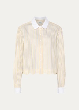 Claudie Pierlot Dames Cropped blouse met streepprint in de kleur Vanillegeel