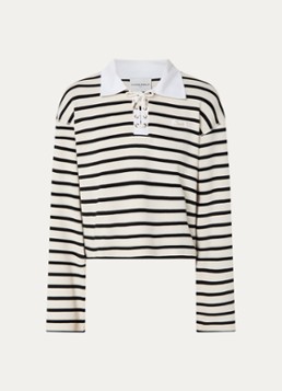 Claudie Pierlot Dames Tamy longsleeve met streepprint en rijgdetail in de kleur Creme