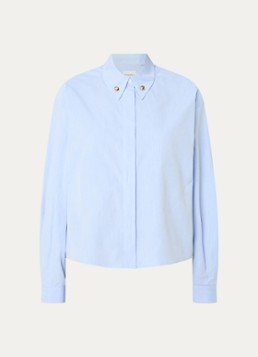 Claudie Pierlot Dames Clemence blouse van katoen in de kleur Lichtblauw