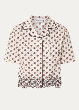 Claudie Pierlot Dames Corine blouse met bloemenprint en borduring in de kleur Gebroken wit