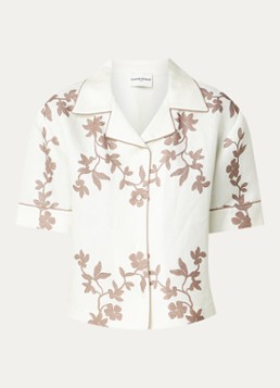 Claudie Pierlot Dames Caulafleur blouse in linnenblend met bloemenprint in de kleur Gebroken wit