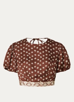 Claudie Pierlot Dames Crop top met bloemenprint en rugdecolleté in de kleur Bruin