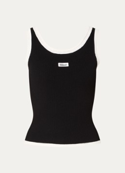 Claudie Pierlot Dames Ribgebreide tanktop met logoborduring in de kleur Zwart