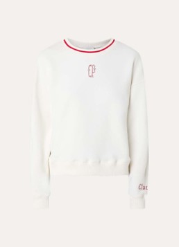 Claudie Pierlot Dames Tako sweater met logoborduring in de kleur Gebroken wit