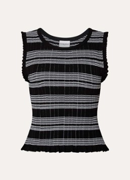 Claudie Pierlot Dames Maninou fijngebreide top met streepprint in de kleur Donkerbruin