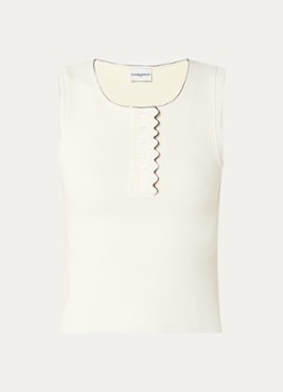 Claudie Pierlot Dames Minata fijngebreide top met sierknopen in de kleur Gebroken wit