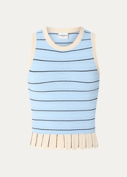 Claudie Pierlot Dames Mouwloze top met streepprint in de kleur Lichtblauw