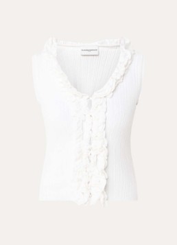 Claudie Pierlot Dames Murana fijngebreide top met ruches in de kleur Wit