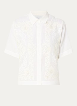 Claudie Pierlot Dames Claire high waist loose fit korte broek met borduring in de kleur Gebroken wit