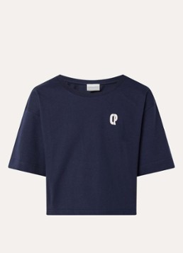 Claudie Pierlot Dames Tonia T-shirt met logo in de kleur Donkerblauw