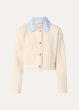 Claudie Pierlot Dames Michalsummer cropped vest van wol met afneembare kraag in de kleur Gebroken wit
