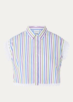 Claudie Pierlot Dames Celoma blouse met streepprint en broderie in de kleur Gebroken wit