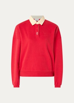 Claudie Pierlot Dames Sweater met logoborduring en polokraag in de kleur Rood