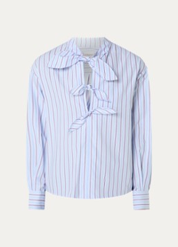 Claudie Pierlot Dames Tuniek met streepprint en strikdetail in de kleur Lichtblauw