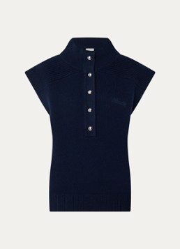 Claudie Pierlot Dames Fijngebreide spencer van wol in de kleur Donkerblauw