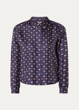 Claudie Pierlot Dames Blouse van zijde met grafische print in de kleur Donkerblauw