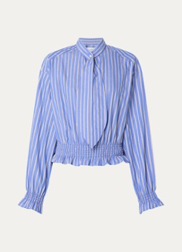 Claudie Pierlot Dames Tuniek met smockwerk en streepprint in de kleur Blauw