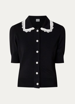 Claudie Pierlot Dames Fijngebreid vest met broderie in de kleur Zwart