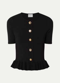 Claudie Pierlot Dames Marquise top met sierknopen en peplum in de kleur Zwart