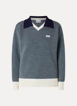Claudie Pierlot Dames Marinette sweater met kraag in de kleur Staalblauw
