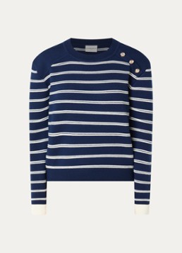 Claudie Pierlot Dames Trui in wolblend met ingebreide streepprint in de kleur Donkerblauw
