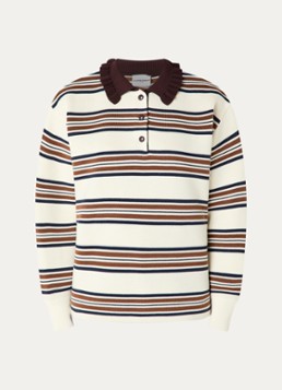 Claudie Pierlot Dames Fijngebreide trui met streepprint in de kleur Gebroken wit