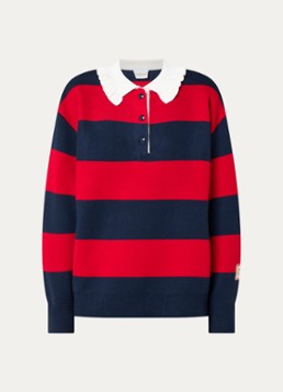 Claudie Pierlot Dames Polo met streepprint in de kleur Rood