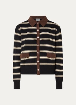 Claudie Pierlot Dames Fijngebreid vest met streepprint in de kleur Zwart