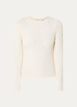 Claudie Pierlot Dames Semi-transparante top van kant in de kleur Gebroken wit