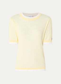 Claudie Pierlot Dames Fijngebreide trui met geschulpte zoom in de kleur Lichtgeel