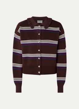 Claudie Pierlot Dames Fijngebreid vest met streepprint in de kleur Donkerbruin