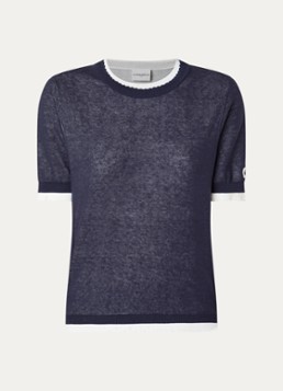 Claudie Pierlot Dames Fijngebreide trui met geschulpte zoom in de kleur Indigo
