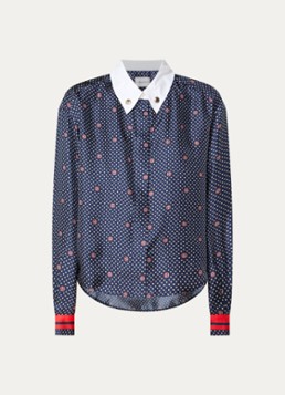 Claudie Pierlot Dames Blouse van zijde met print in de kleur Blauw