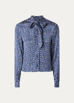 Claudie Pierlot Dames Blouse met sjaalkraag en print in de kleur Royalblauw