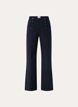 Claudie Pierlot Dames Paulie high waist wide fit pantalon met persplooi in de kleur Donkerblauw