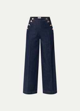 Claudie Pierlot Dames Jeanpascal high waist straight leg jeans met donkere wassing in de kleur Indigo