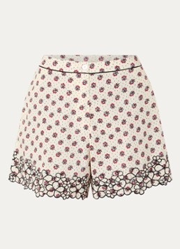 Claudie Pierlot Dames Eva high waist straight fit korte broek met bloemenprint in de kleur Gebroken wit